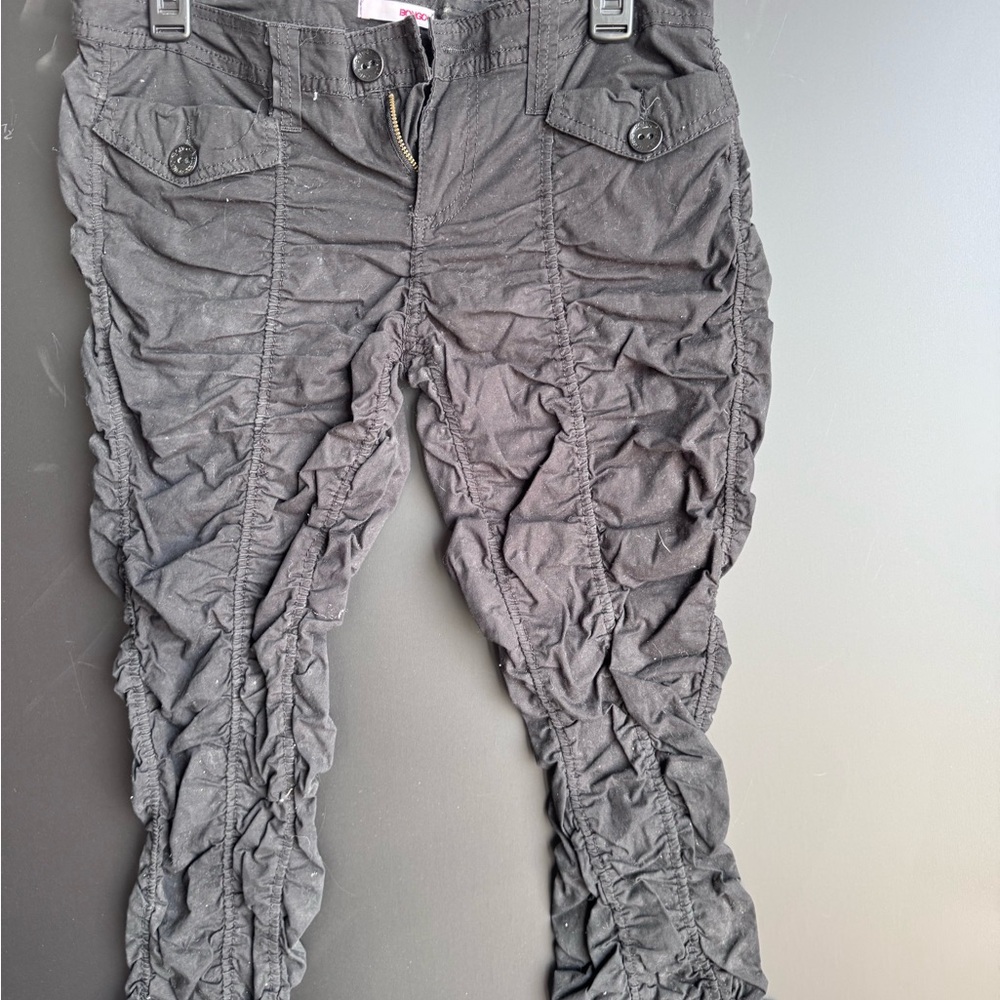 BONGO Black Ruched Ankle Pants